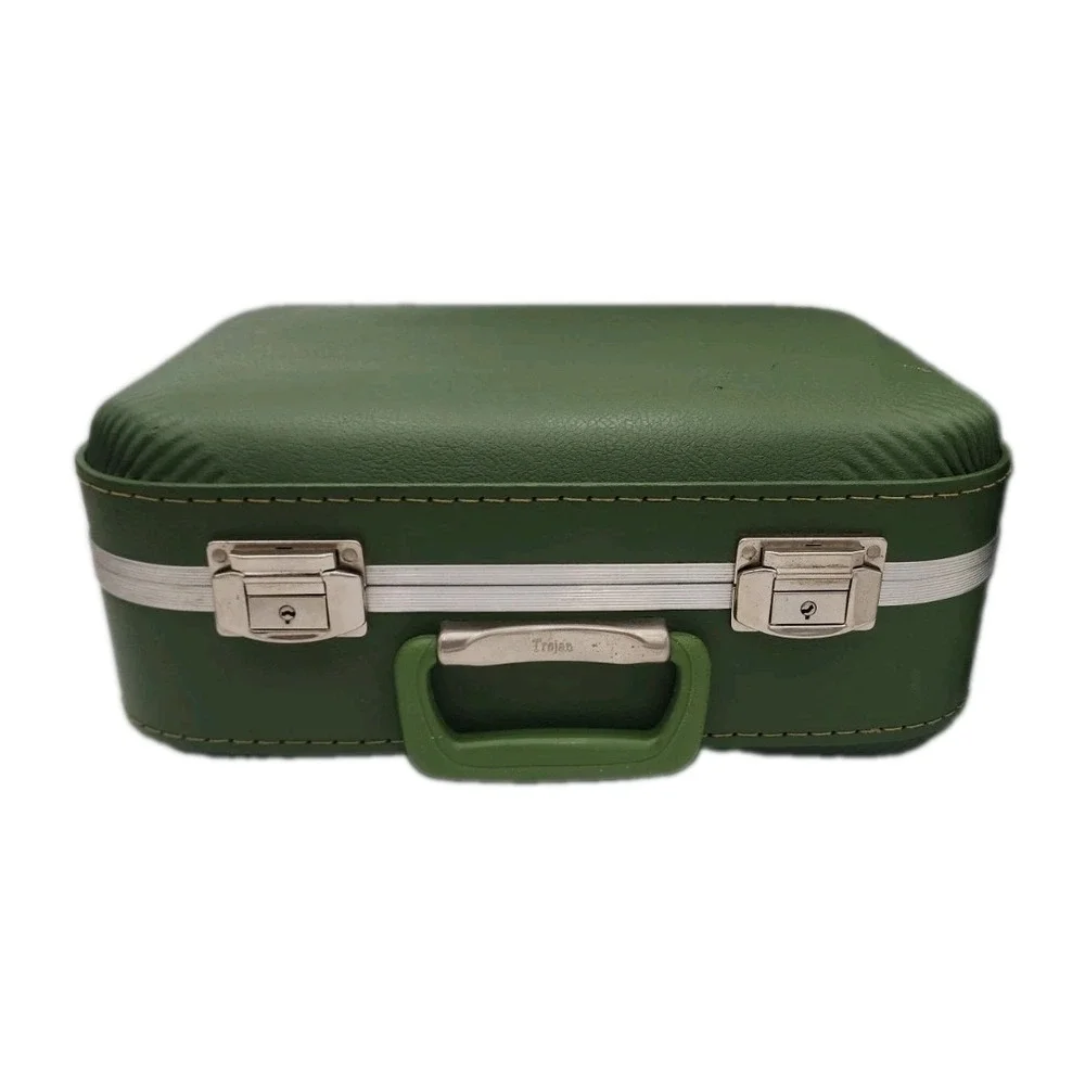 Vintage Trojan Hard Shell Weekender Luggage Suitcase Avocado Green 16